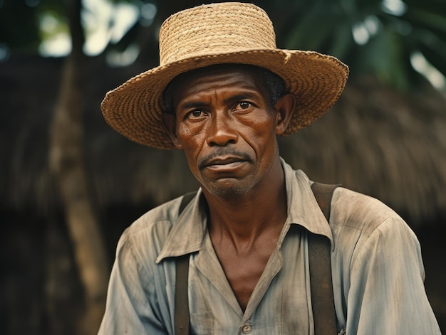 Brazilian man from the early 1900s colored old photo