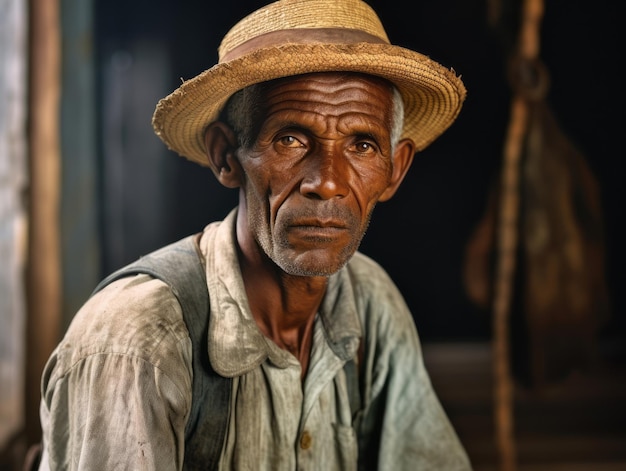 Brazilian man from the early 1900s colored old photo