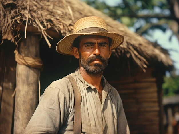 Foto uomo brasiliano dei primi del '900 colorato su vecchia foto