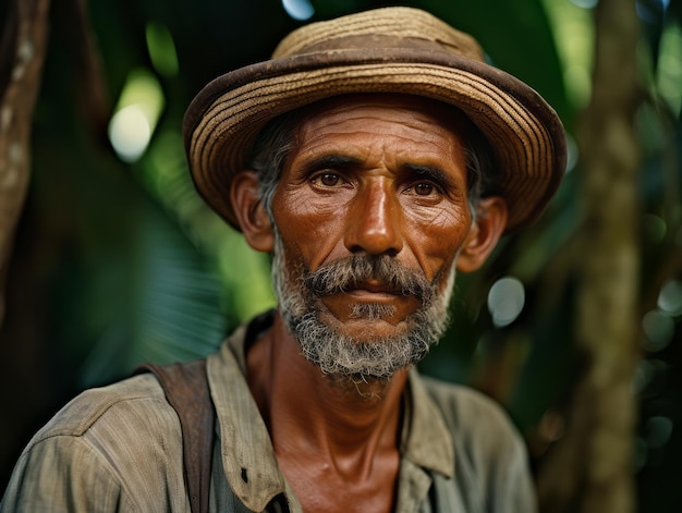 Brazilian man from the early 1900s colored old photo