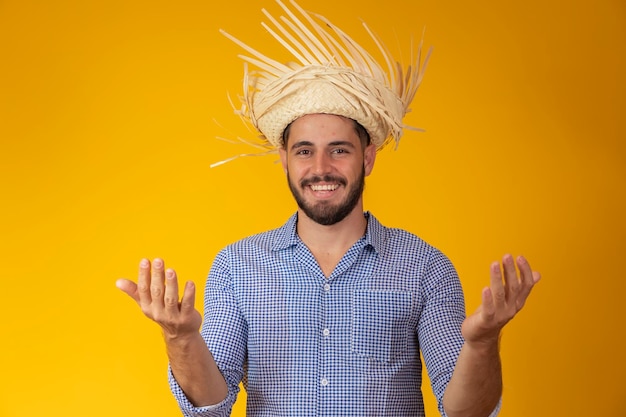 Brazilian man wearing typical clothes for the festa junina