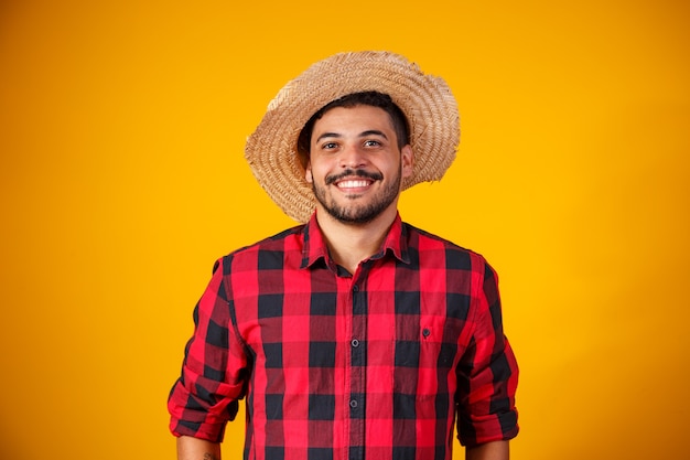 Brazilian man wearing typical clothes for the festa junina