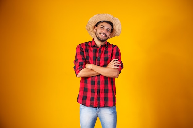 Brazilian man wearing typical clothes for the Festa Junina