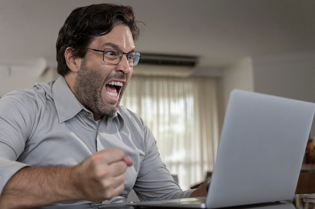 Brazilian man working at home