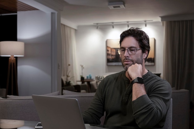 Brazilian man working at home