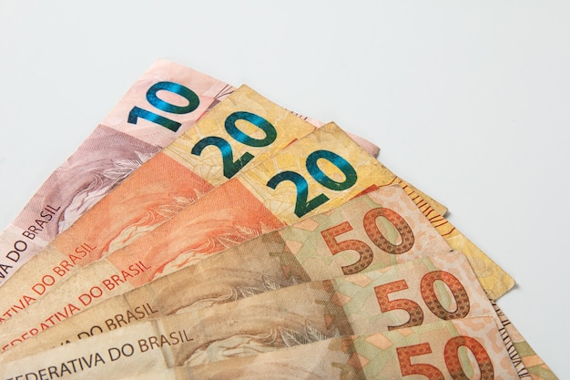 Brazilian money banknotes Brazilian finance concept