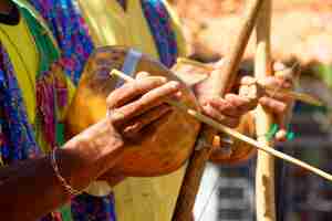 Photo brazilian musical instrument called berimbau and usually used during capoeira