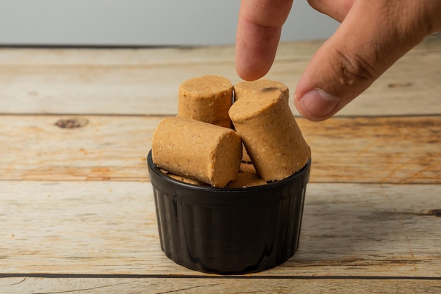 brazilian pacoca, sweet dessert made of peanuts