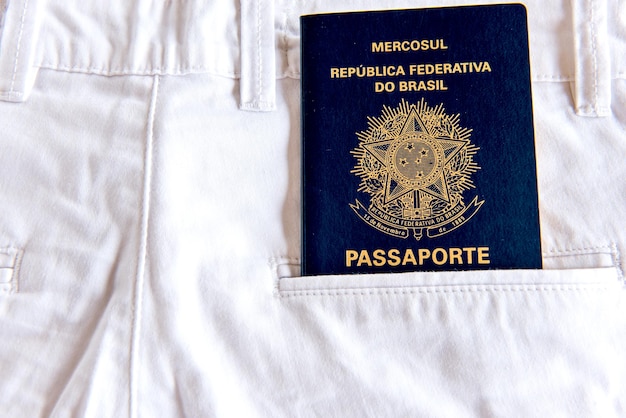 Brazilian pass in white jeans pocket