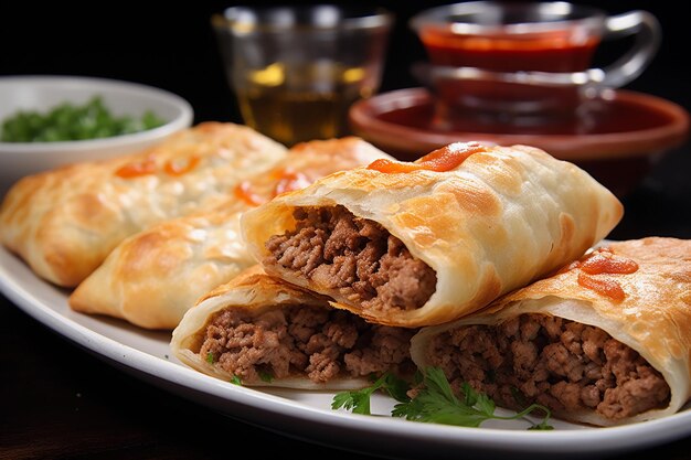 brazilian pastel fried snack stuffed with meat and cheese