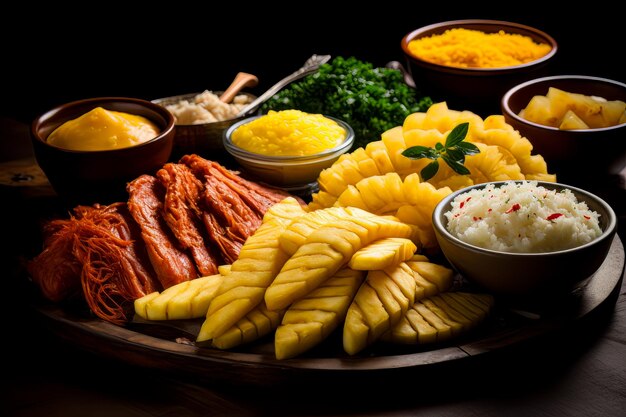 Brazilian snacks Delicious juicy national food of Brazil Variety of meals and meals AI generation