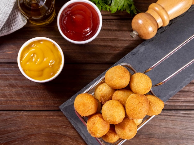 Brazilian snacks stuffed fried balls