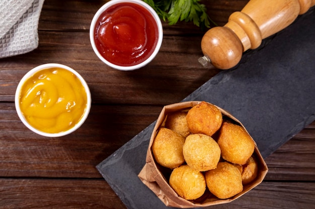 Photo brazilian snacks stuffed fried balls