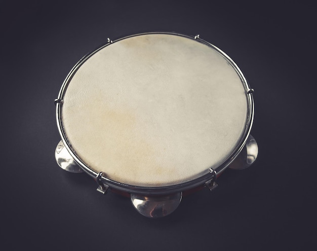 Brazilian tambourine isolated on black background