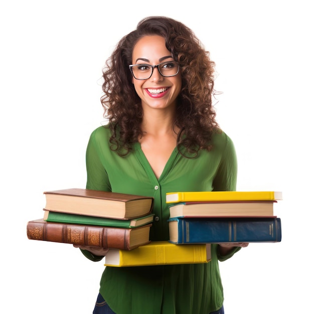 Brazilian Teacher with Chalkboard and Books Inspiring Knowledge