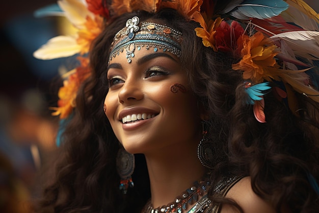 Brazilian woman celebrating the carnival