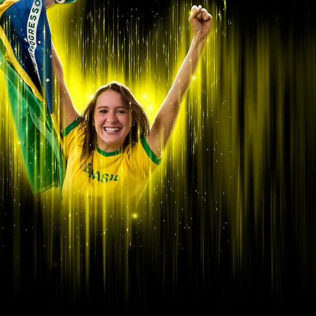 Brazilian woman fan celebrating