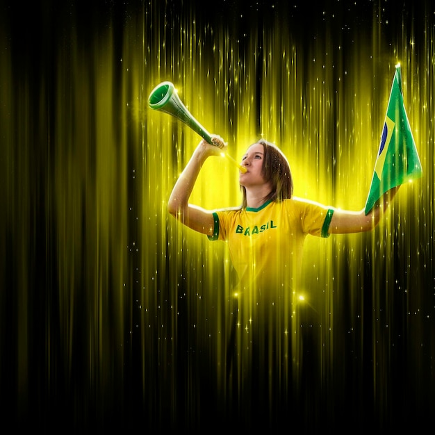 Brazilian woman fan celebrating