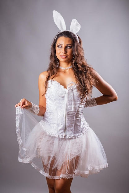 Brazilian woman with bunny clothes Posing for photo