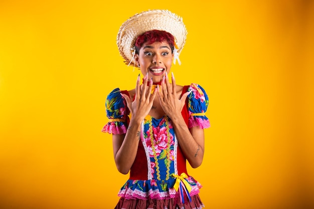 Brazilian woman with festa junina clothes Arraial Feast of Saint John incredible unbelievable