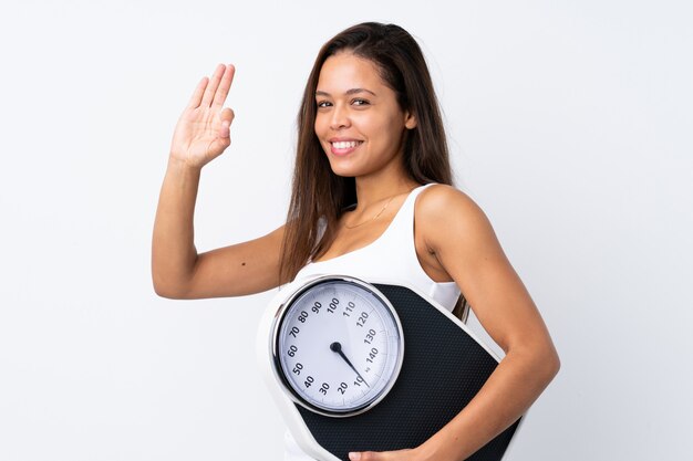 Brazilian woman with a scale