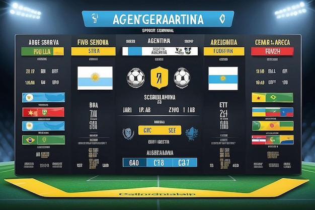 Brazilië versus Argentinië scorebord uitzending sjabloon voor sport voetbal Zuid-Amerika toernooi