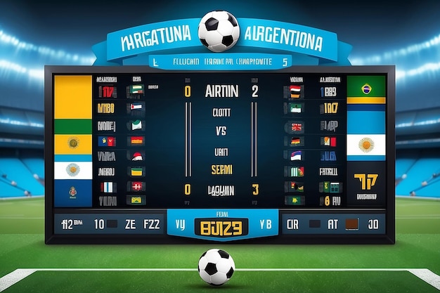 Brazilië versus Argentinië scorebord uitzending sjabloon voor sport voetbal Zuid-Amerika toernooi