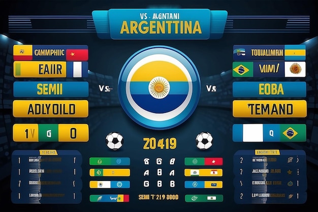 Brazilië versus Argentinië scorebord uitzending sjabloon voor sport voetbal Zuid-Amerika toernooi
