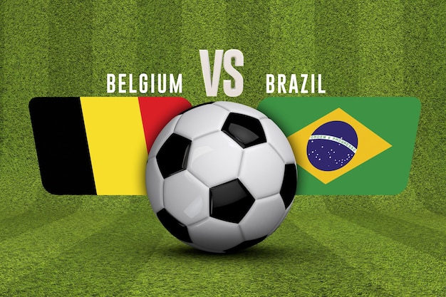 Brazilië versus België voetbal kwartfinale wedstrijd 3D-rendering