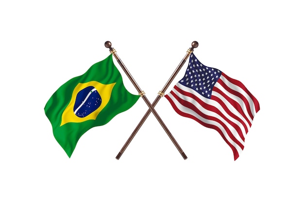 Brazilië versus Verenigde Staten vlaggen achtergrond