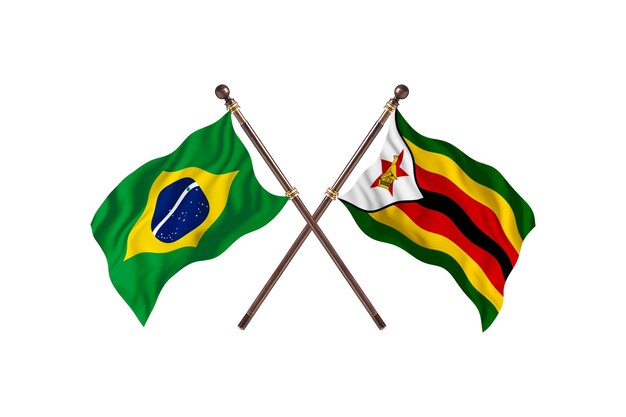 Brazilië versus Zimbabwe vlaggen achtergrond