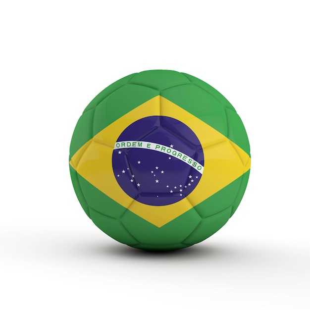 Brazilië vlag voetbal voetbal tegen een effen witte achtergrond 3d rendering