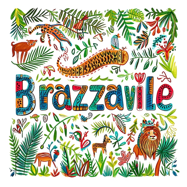 Brazzaville Text With Playful Hand Drawn Typography Design S Watercolor Lanscape Arts Collection