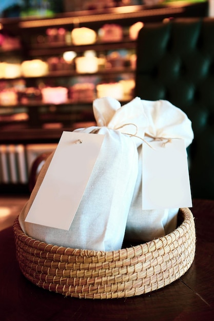 Bread bags on the table at the bakehouse