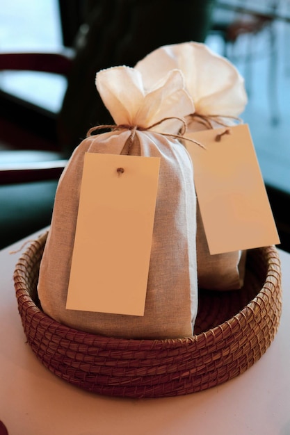 Bread bags on the table at the bakehouse