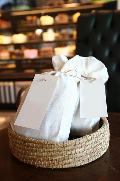 Bread bags on the table at the bakehouse