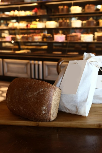 Bread bags on the table at the bakehouse