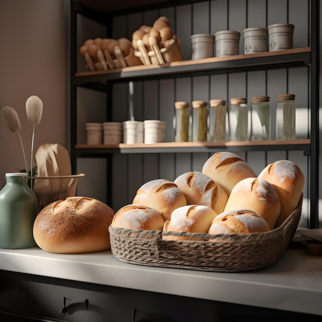 Bread and bakery products in the bakery Generative Ai