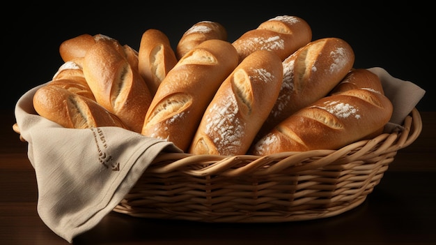 Bread on Basket isolated image on white background