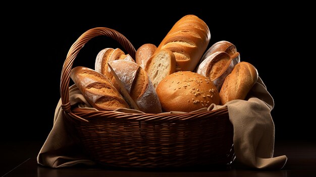 Bread basket isolated on transparent background