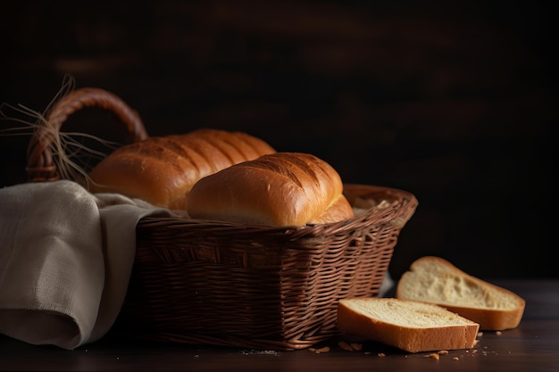 Bread in a basket with bread on the side