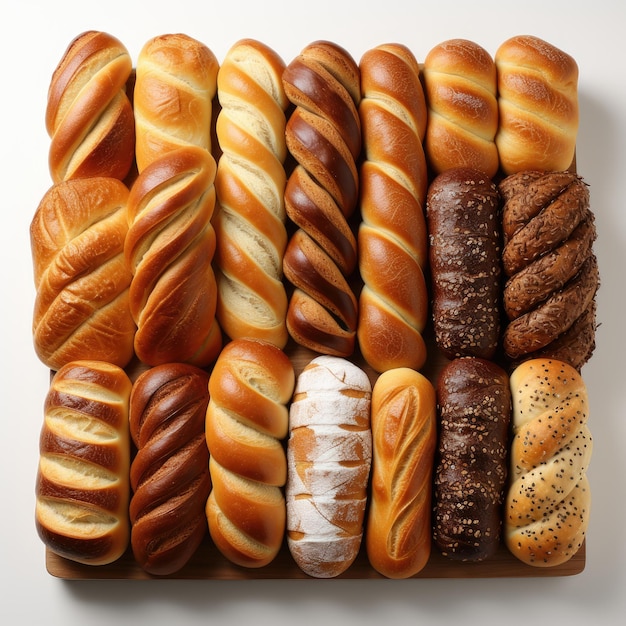 bread and cakes on a tray on the table