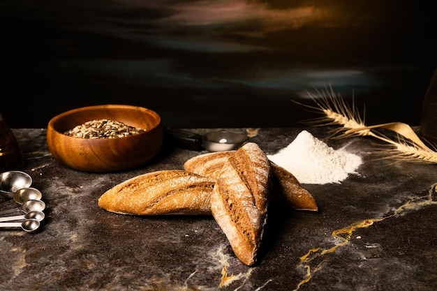 bread close-up at studio set