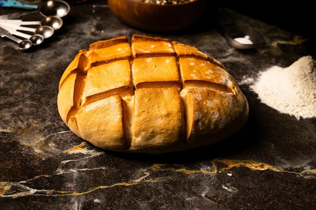 Photo bread close-up at studio set