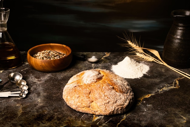 Photo bread close-up at studio set