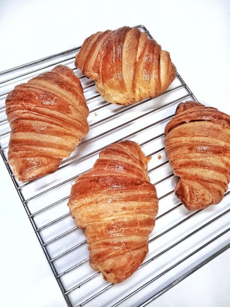 Photo bread croissant photography from above