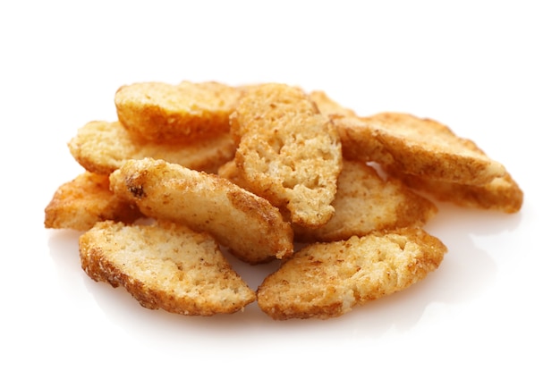 Bread croutons isolated 