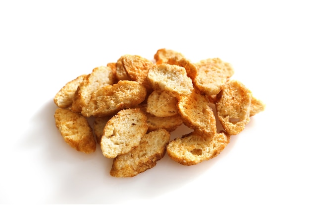 Bread croutons isolated 