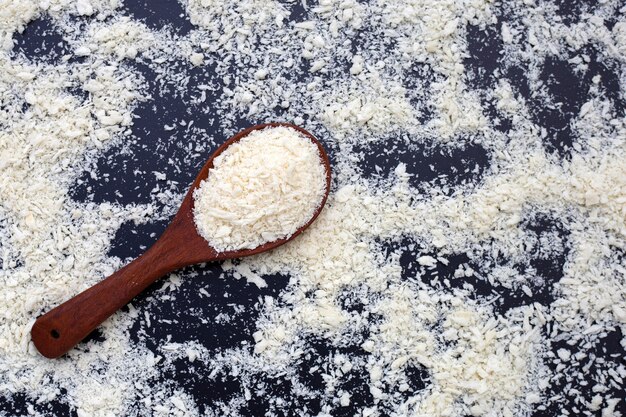 Bread Crumbs on dark background.