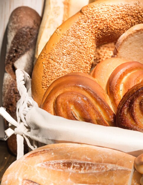 Bread and drying in a wicker basket